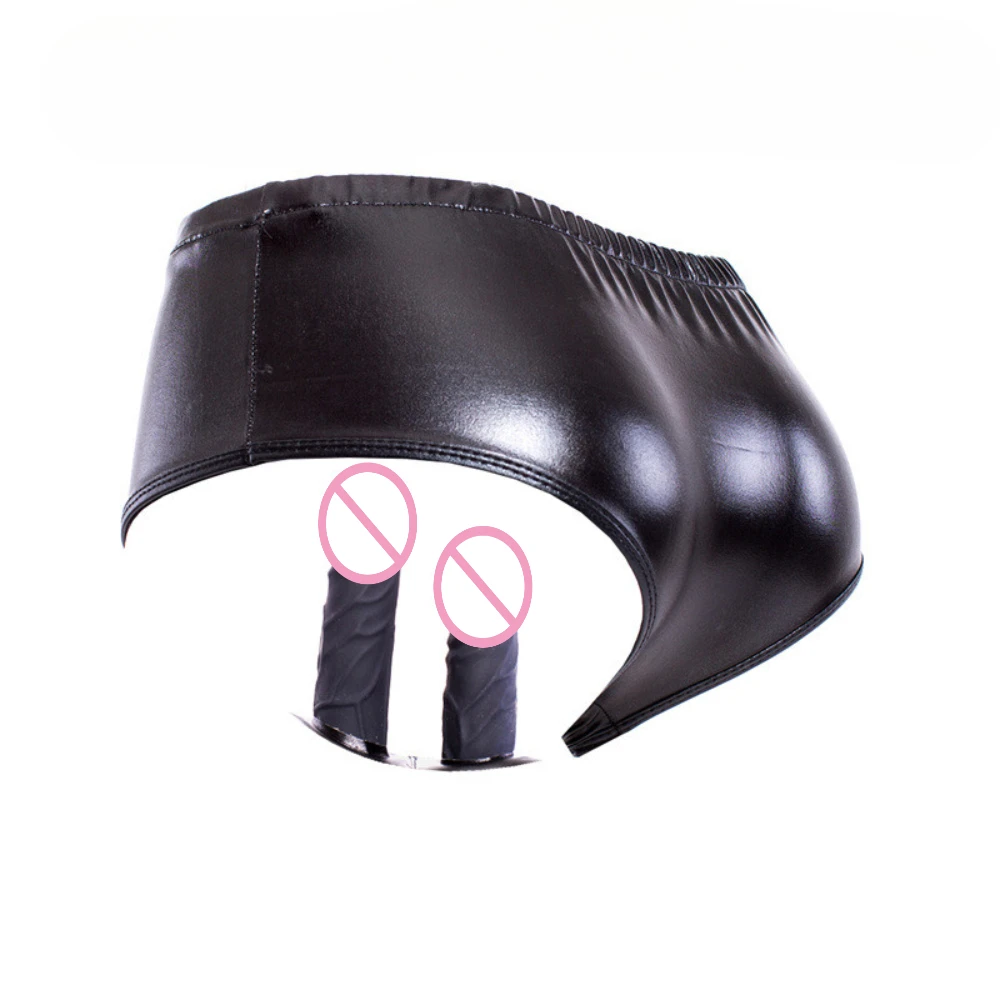 Silicone Butt Plug & Vibrating Vaginal Plug  Harness Leather Pants, Adult Sex Toy for Women Lesbian Couples, Adult Game