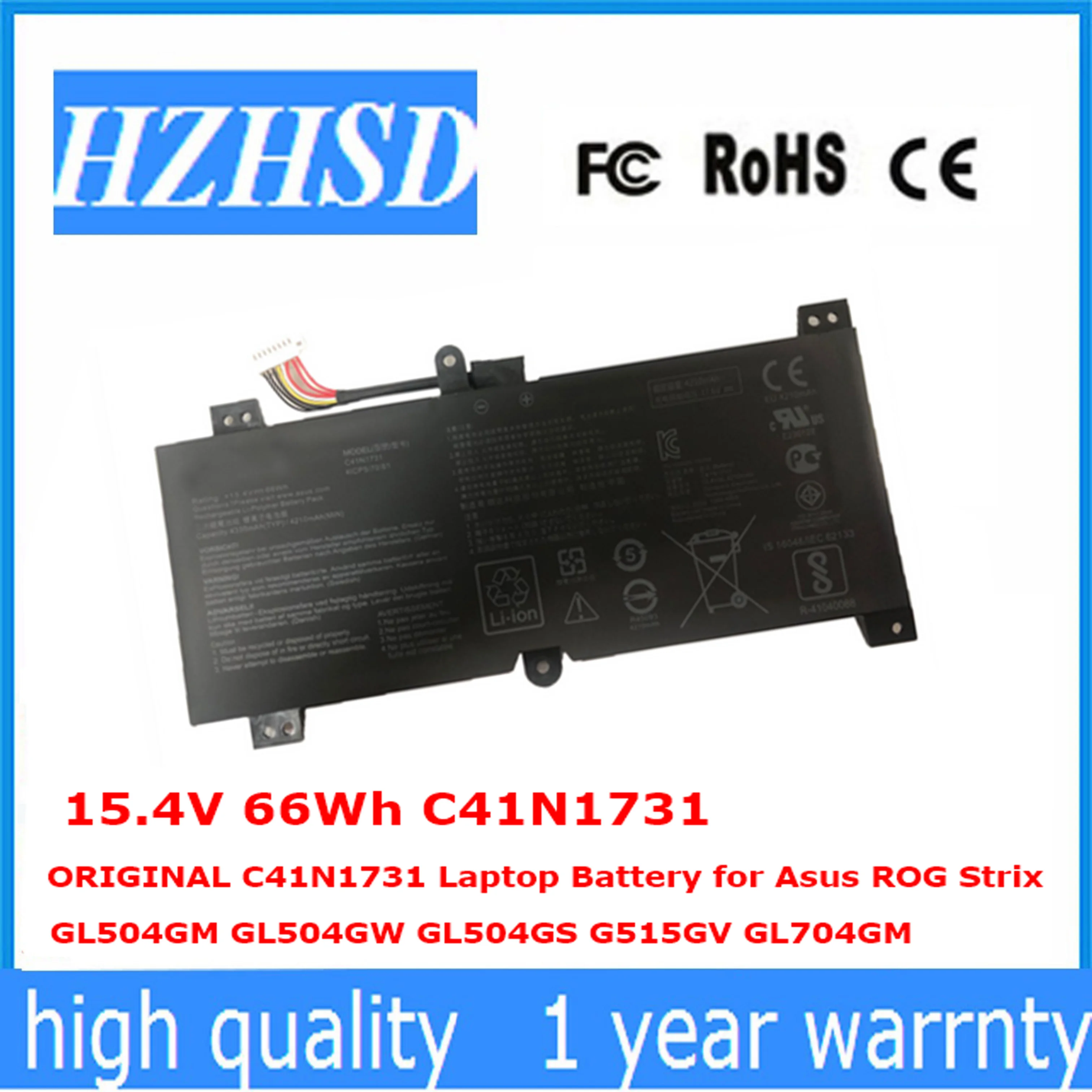 

15.4V 66Wh C41N1731 C41N1731-2 Laptop Battery for Asus ROG Strix Gl704 GL504GM GL504GW GL504GS G515GV GL704GM