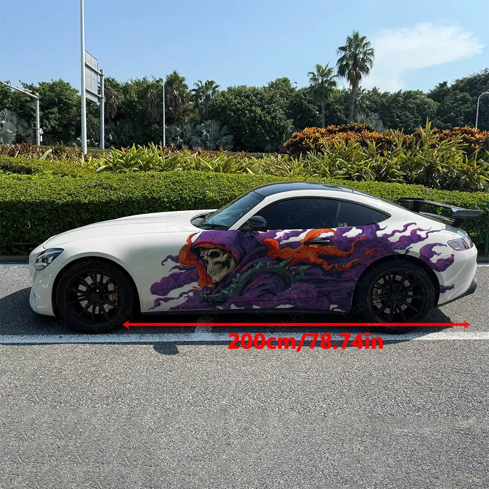 Purple Devil Sticker Car Decal Full Body Floral Decoration Covering Scratches Protect Car Decal Waterproof Car Vinyl Wraps