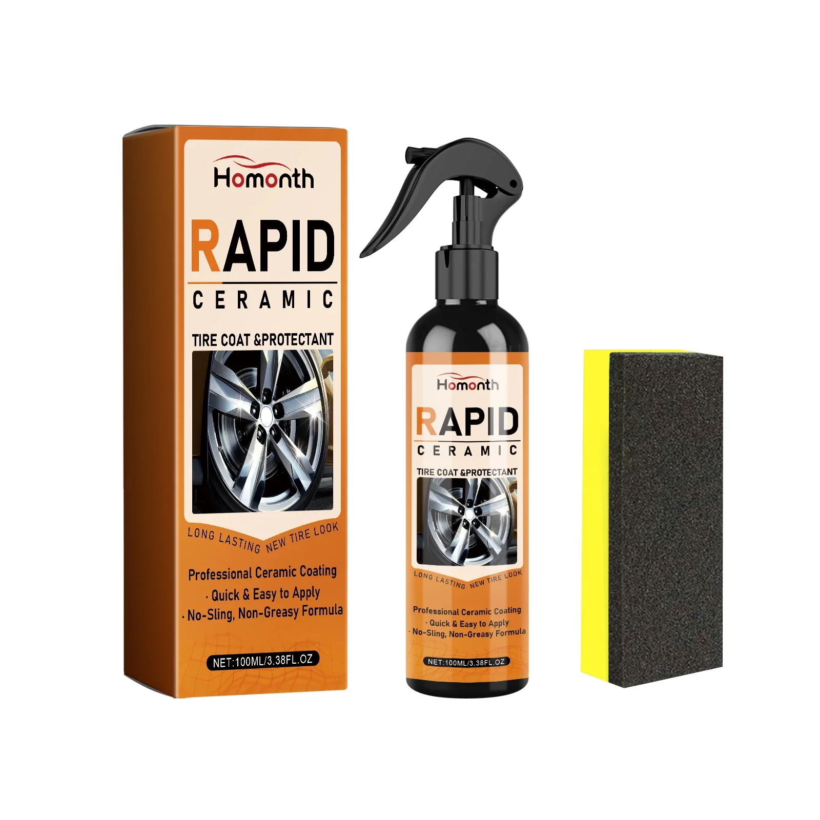 Homonth rapid ceramic tire coating spray automobile tire hub cleaning refurbishment dust-proof curing agent