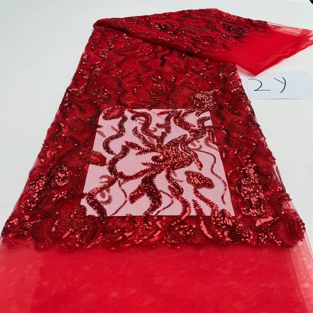 أقمشة الدانتيل الفرنسي جودة عالية الأفريقي مطرز المطرزة النيجيري الترتر تول الدانتيل 2 ياردة لخياطة فساتين الحفلات