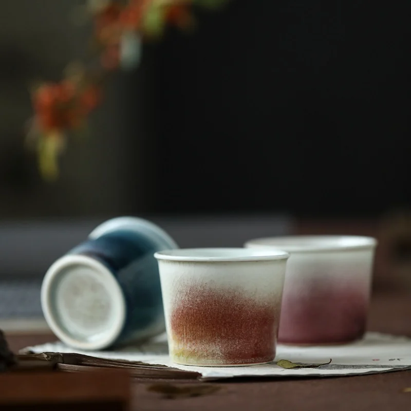 ★Mr. Qing Handmade Ceramic Red Tea Cup Jingdezhen Porcelain Master Cup XI Red Kiln Tea Cup Individual Single Cup