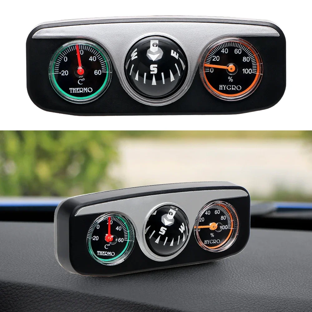 Car Ornaments Decoration 3 in 1 Guide Ball For Auto Boat Vehicles Compass Thermometer Hygrometer Interior Accessories