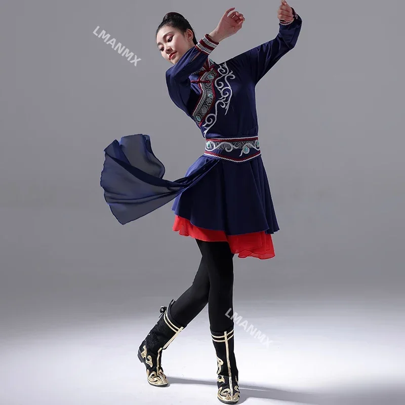 Mongolian Dance Costume Traditional Costume Female National Dance Tibetan Practice Clothes Mongolian Ancient Yangko Dance