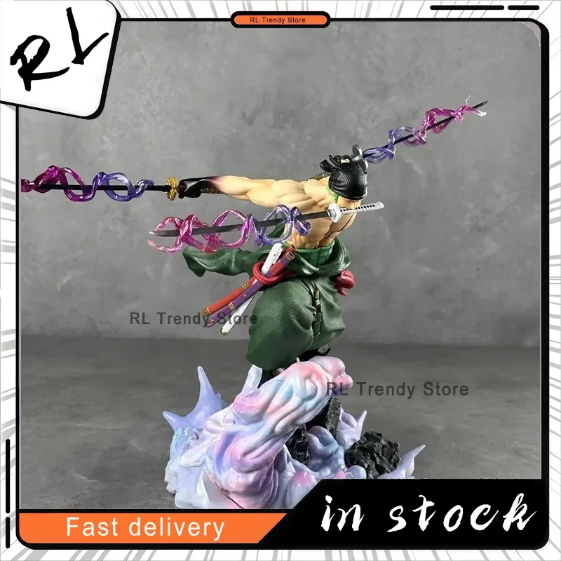 27CM One Piece Roronoa Zoro Dual Swapable Head Three-Sword Style And Anime Model Statue For Birthday Gift