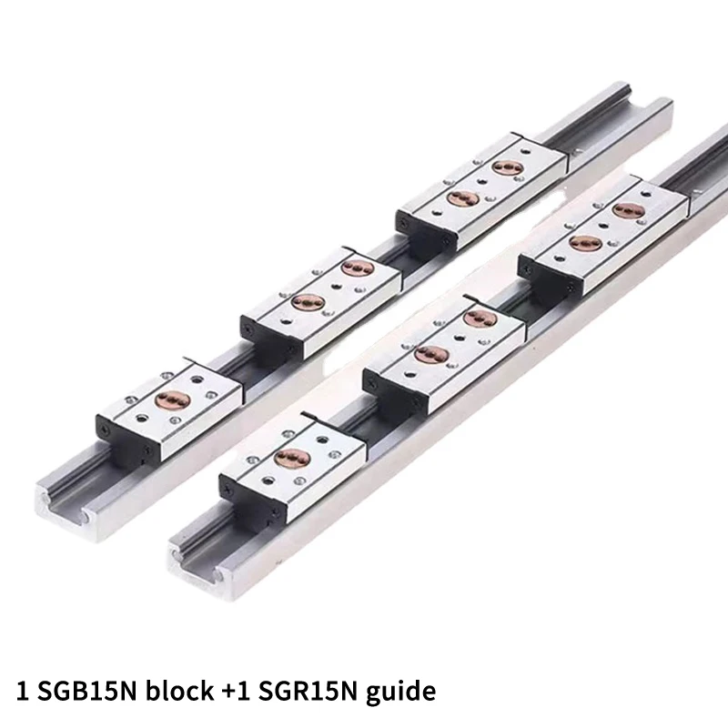 1pc Silver Built-in dual-axis linear guide 38mm SGR15N Roller slide 1 set: 1 SGB15N block and 1 SGR15N guide cnc Woodworking