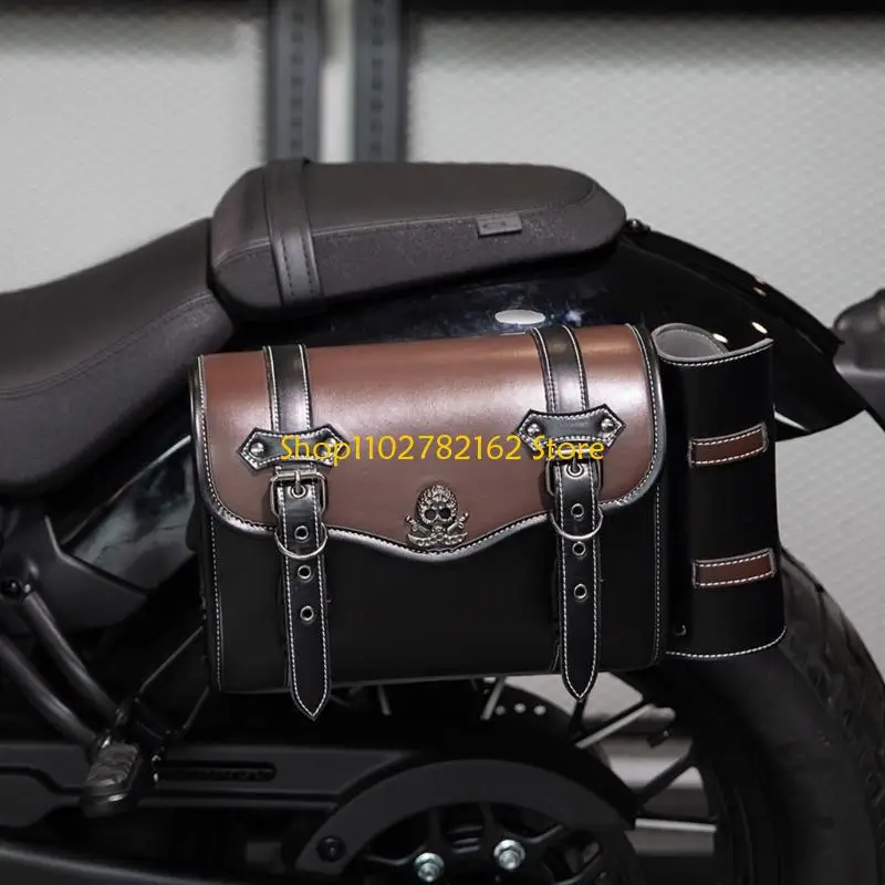 

547B Classical Designs Motorcycle Side Bag with Convenient Installation Versatile Motorcycle Side Bag Leather Side Tool Bag