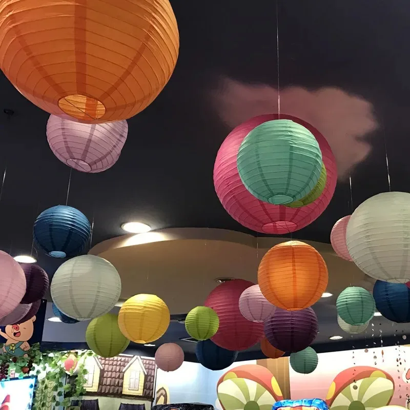 1pc White Color A Variety of Sizes Chinese Paper Lanterns Wedding Birthday Event Party Decoration Holiday Supplies Paper Balls view 2
