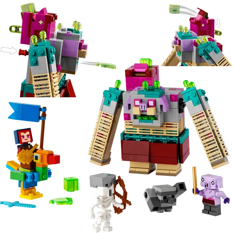 MC My DIY World Building Blocks The Devourer Showdown Cobblestone Golem Big Beak Children's Holiday Gift Assembling Toys