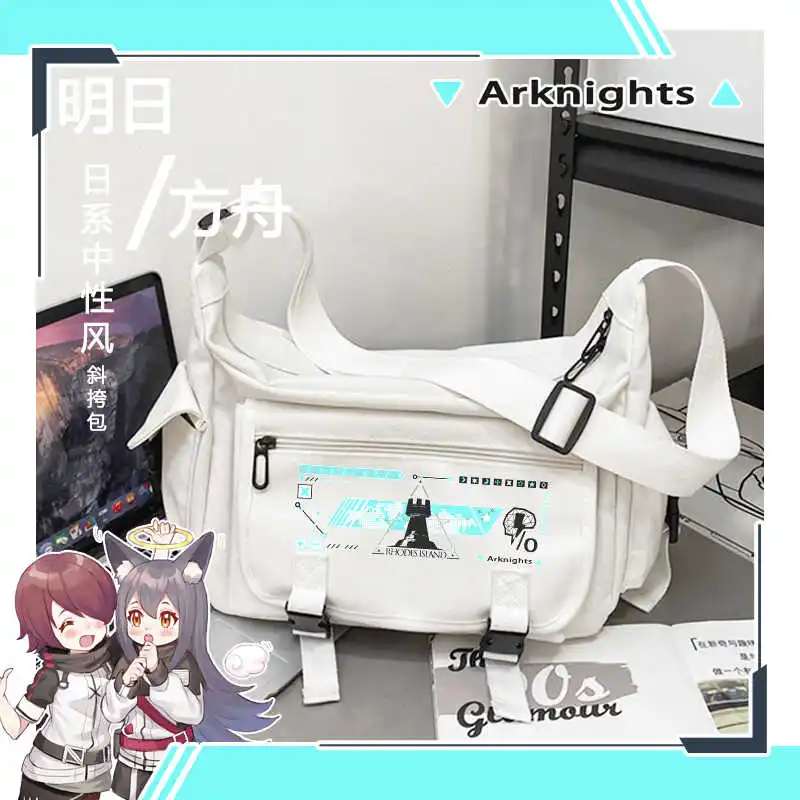 Game Arknights Rhodes Island Men Women Shoulder Bag Anime Cosplay Student Black Schoolbag Cartoon Storage Messenger Bag Gift NEW