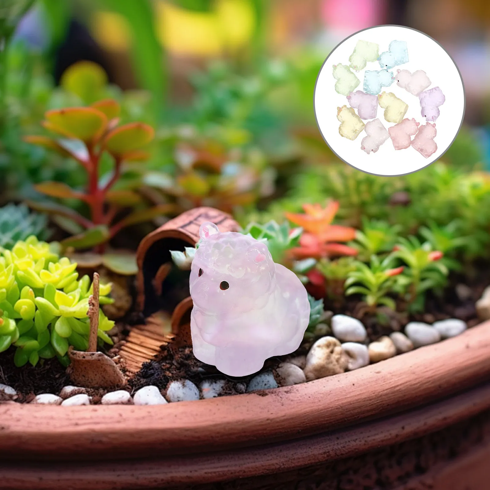 

Набор из 12 светящихся в темноте миниатюрных фигурок альпак из смолы для микроландшафта, мини-украшения из смолы, декор для дома, крошечные фигурки животных