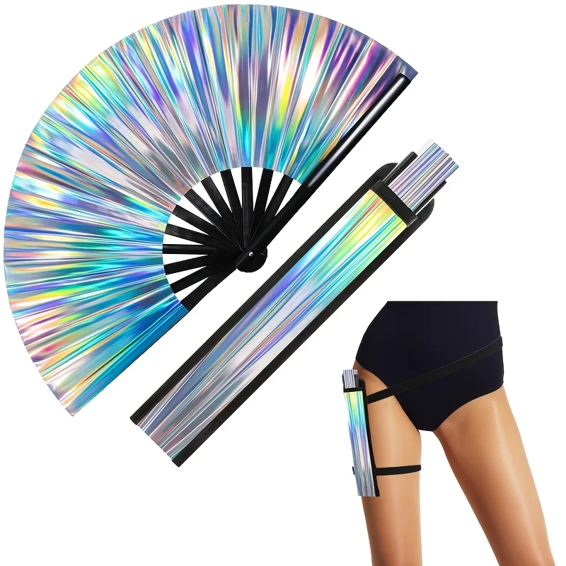 33CM bamboo ribs folding hand fan with bag PVC kungfu party dance folding fans