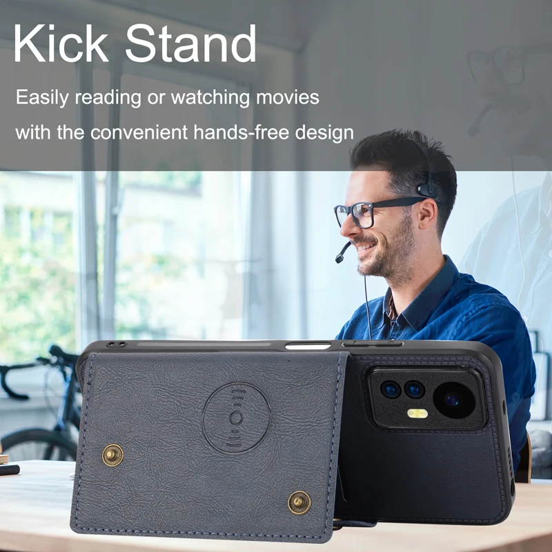 Автомобильный магнитный держатель с слотом для карт из искусственной кожи, задний флип-чехол для телефона для Xiaomi Redmi Note 12S 4G 2303CRA44A, чехол-кошелек с несколькими картами