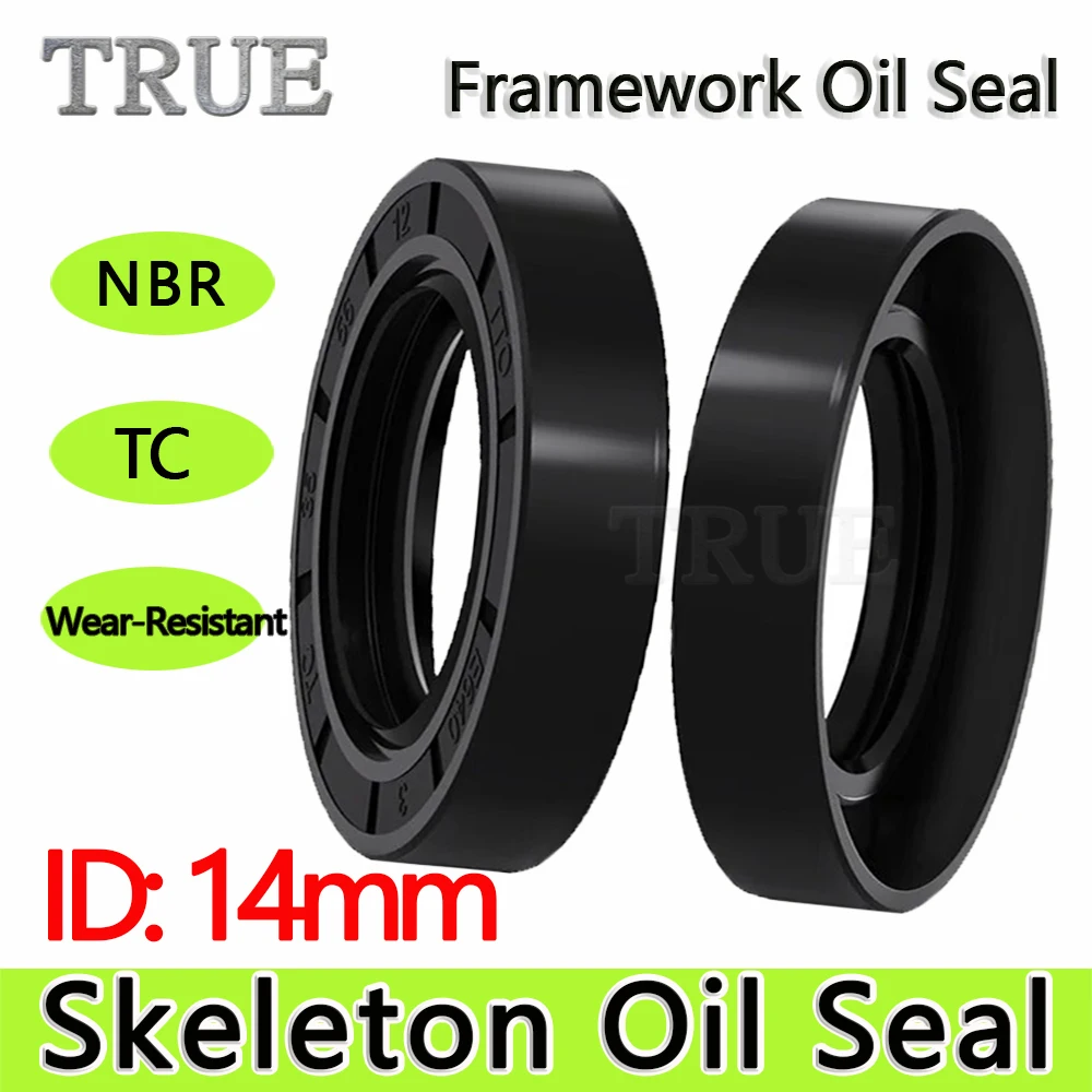 Skeleton Oil NBR Shaft Oil Seal TC-14X20X4 14X21X4 14X22X4 14X23X6 14X24X5 14X25X7 14X27X9 Rubber Covered