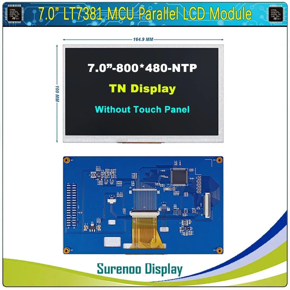 Imagem -02 - Tft Lcd Module Display Screen Monitor Painel de Toque Capacitivo Mcu Paralelo Tft Rtp Ctp Stm32 800*480 tn 1024*600 Ips Lt7381 70