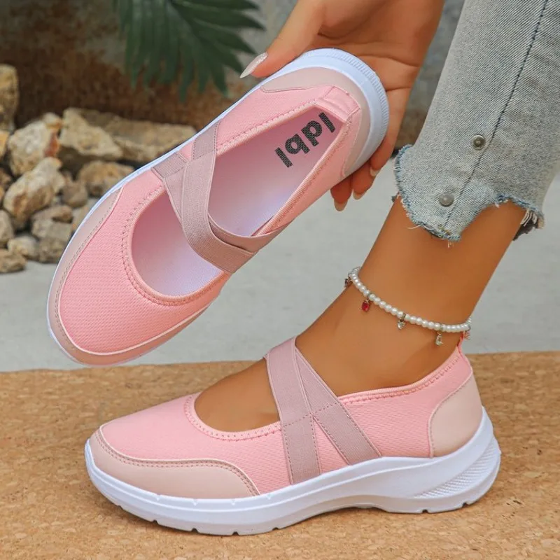 Atmungsaktive Flache Schuhe für Damen, Frühling/Sommer, Übergröße 43, Slip-On-Plateau-Sneaker, bequeme, weiche, rutschfeste Freizeitschuhe für Frauen – Detail 15