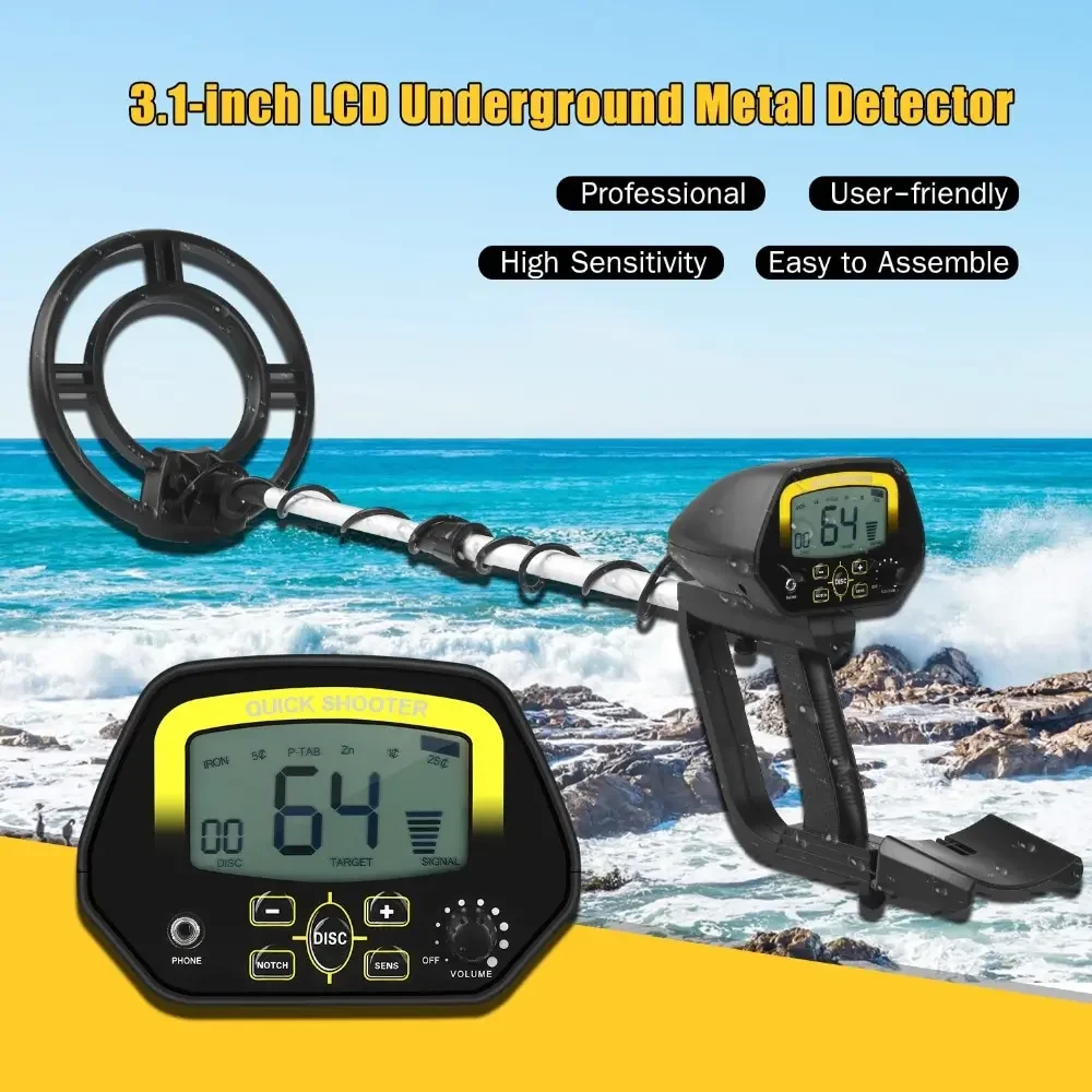 2024 New Underground Metal Detector Metal Locator Treasure-hunting Device Adjustable Notch & DISC Mode Pinpointing Function