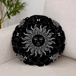 Round Dark Style Sun and Moon Cushion Cover, Simple Decor for Sofa, Car, Home Decorative Pillow, Modern Pillowcase, 40cm