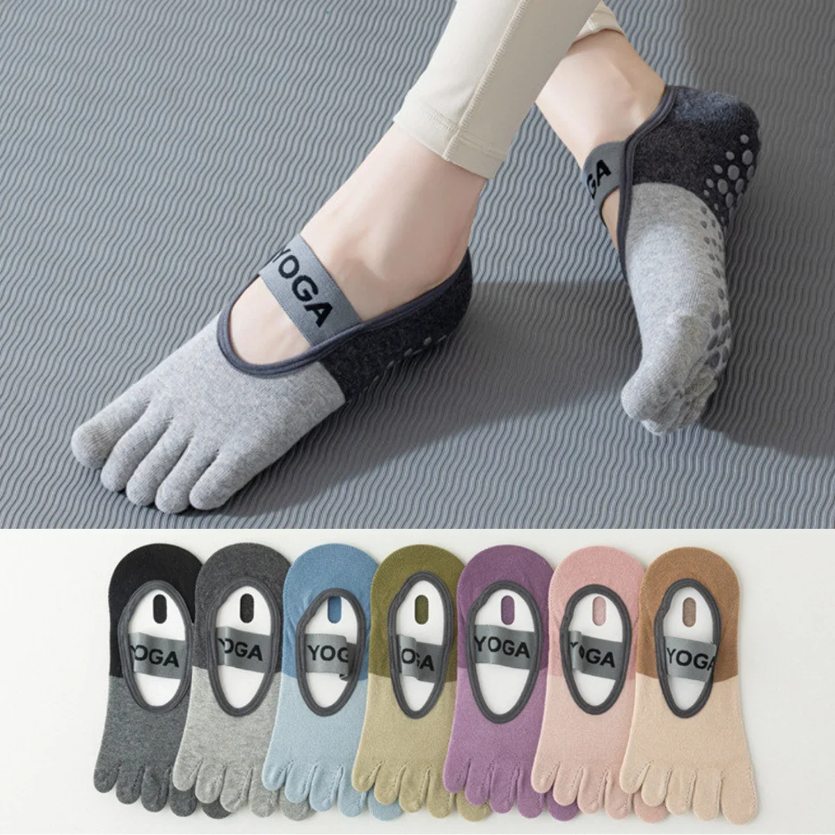 

Five Toes Pilates Socks Women Professional Silicone Non-slip Yoga Socks Backless Breathable Bandage Floor Dance Sports Socks Sox