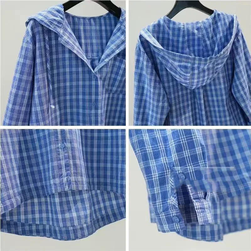 Printemps été 2025 femmes décontracté ample bureau Blouse grande taille 4XL haut à capuche femme vêtements de travail chemise décontractée dame Style KE8053