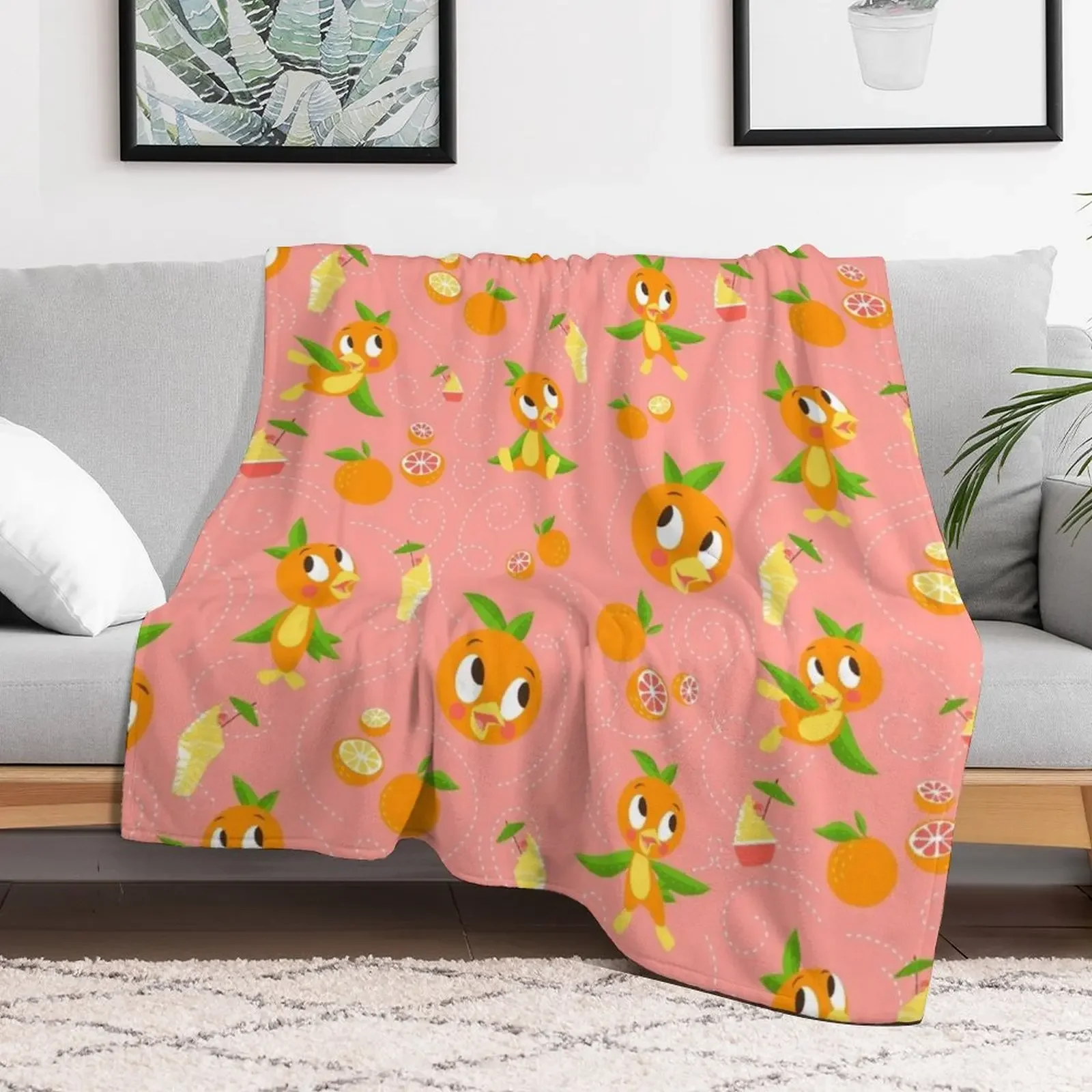 Orange Bird with Dole whip Throw Blanket