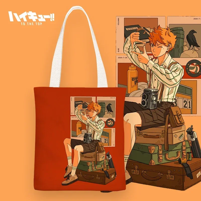 Anime Haikyuu!! Shoyo Hinata Cosplay Single High-capacity Decorate Simple Schoolbag Shoulder Canvas Bag Fans Halloween Xmas Gift