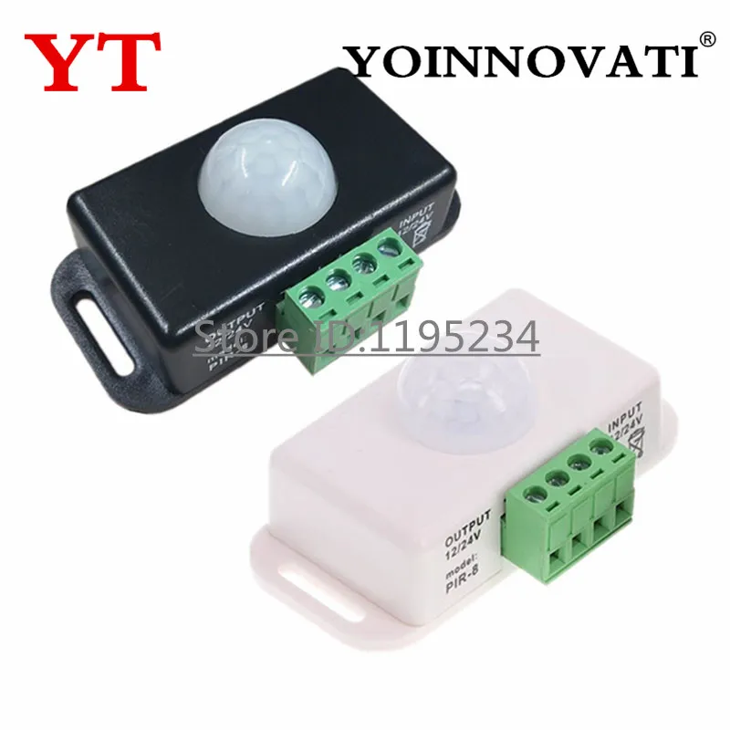 10PCS DC 12V 24V 8A Automatic Adjust PIR Motion Sensor Switch IR Infrared Detector Light Switch Module for LED Strip Light Lamp