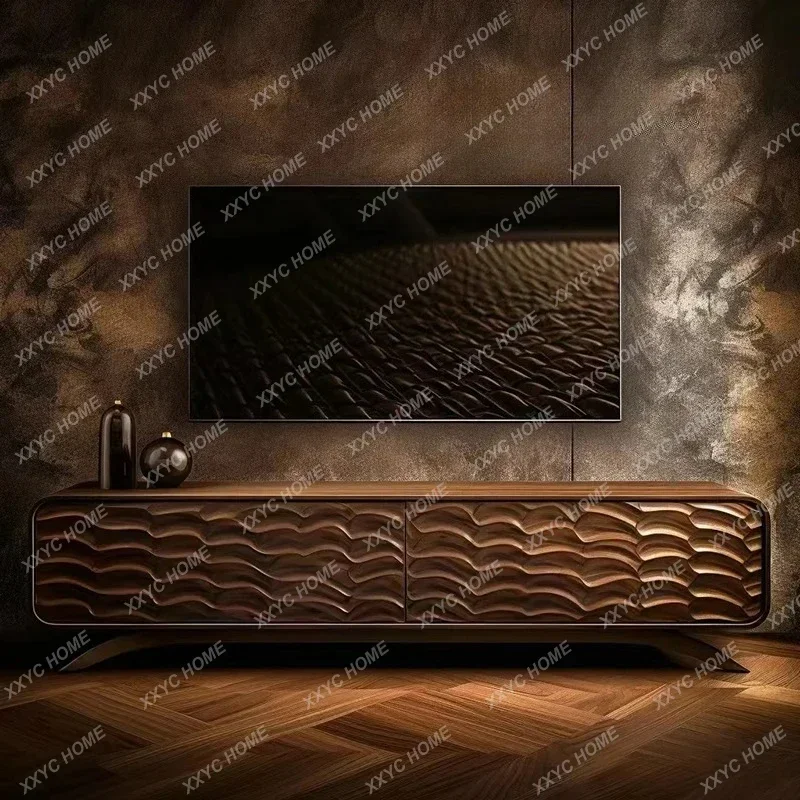 Retro TV Cabinet North America Black Walnut Creative Locker High-End Art Furniture