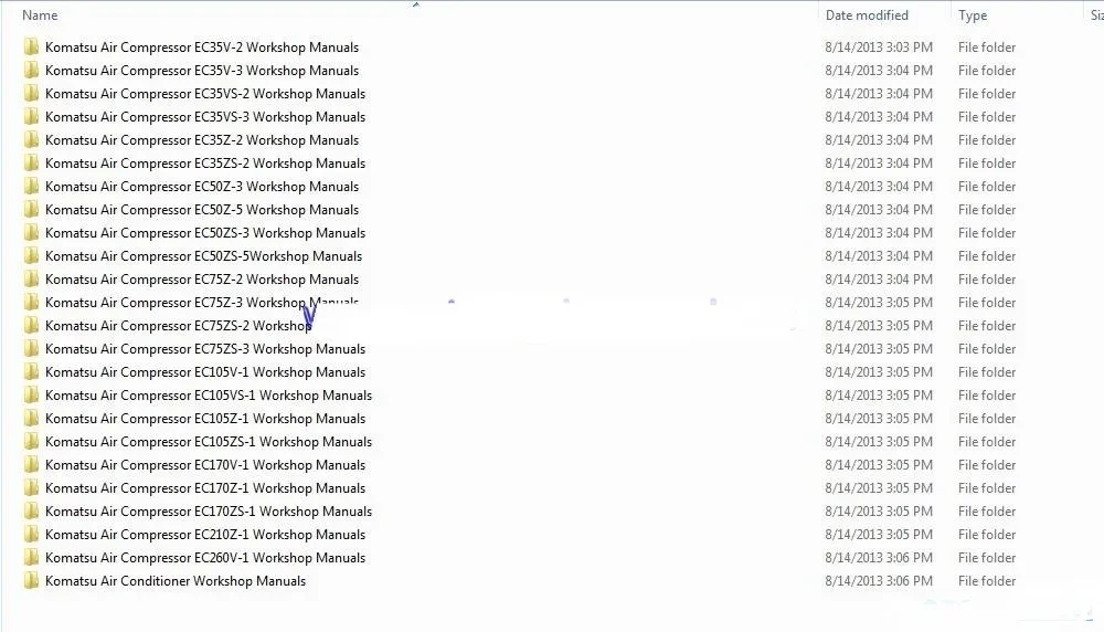 Komatsu Air Compressor & Air Conditioner Workshop Manuals (ALL)