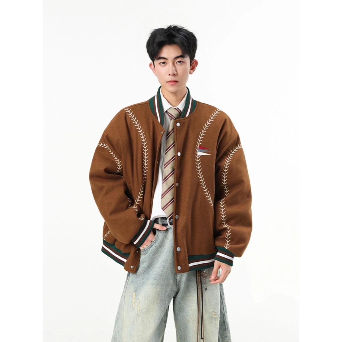 

Мужская куртка свободного кроя Jaet 2024, весенне-осенняя Sli Harajuku Hong Kong Sle High Street Faion, корейская версия, све с манжетами