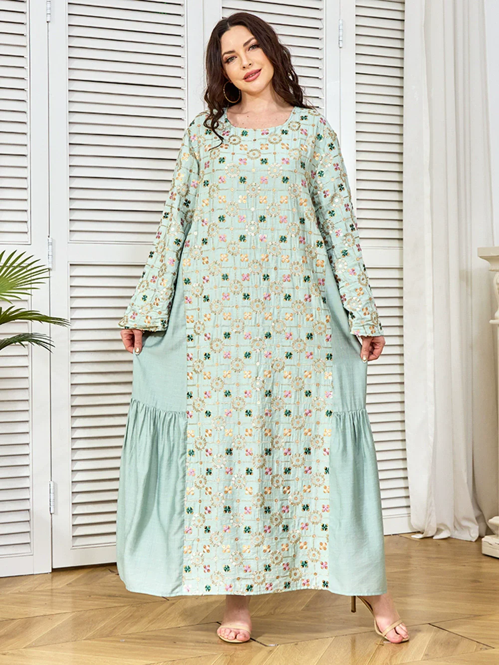 Ramadán islámico musulmán ropa de mujer nuevo punto estampado de cuentas vestido Abaya Medio Oriente Marruecos bata de moda