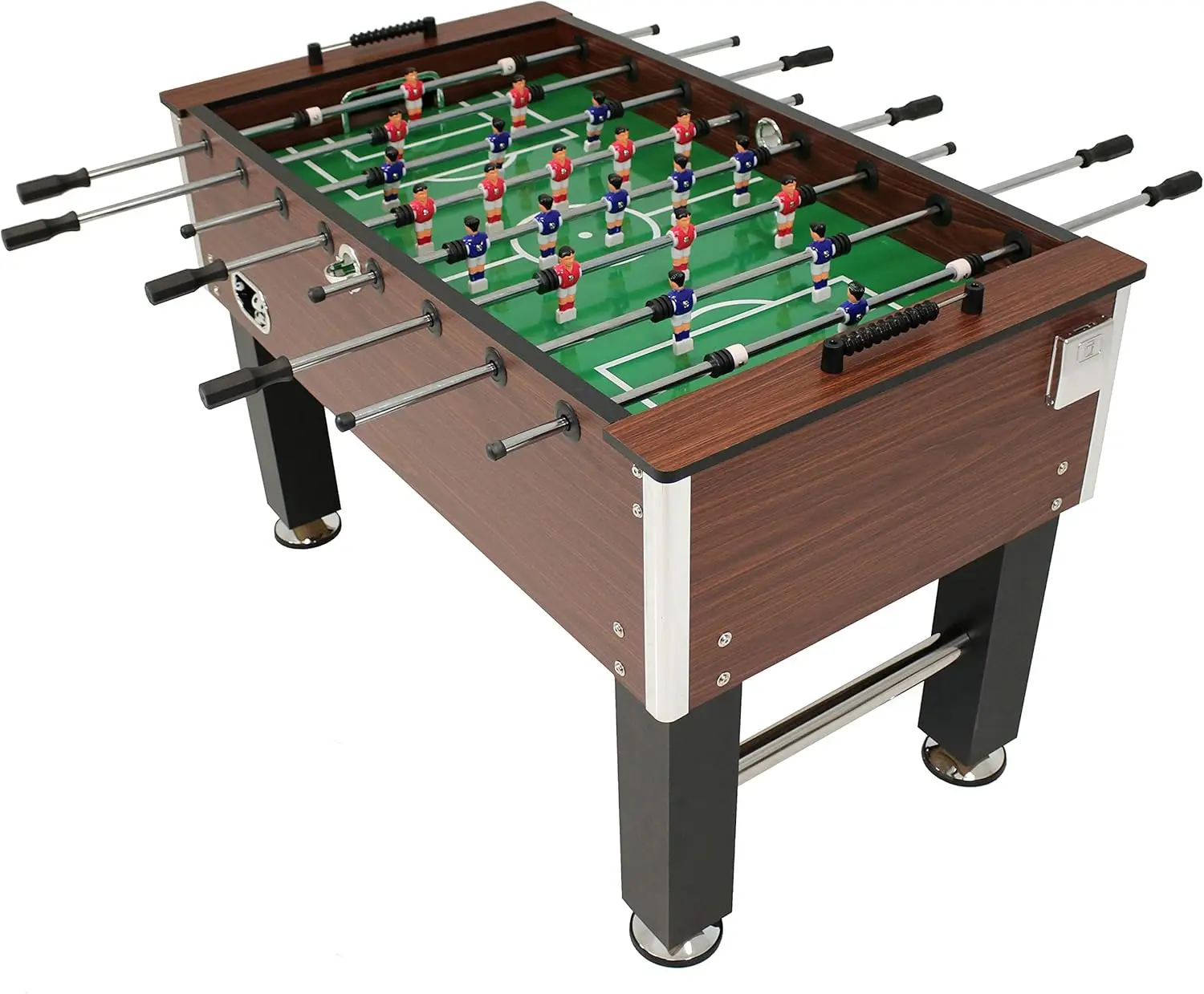 55-Inch Foosball Table Adult Size - Soccer Arcade Game Table - 2 Drink Holders - 2 Balls - 4 Leg Levelers - Faux Wood