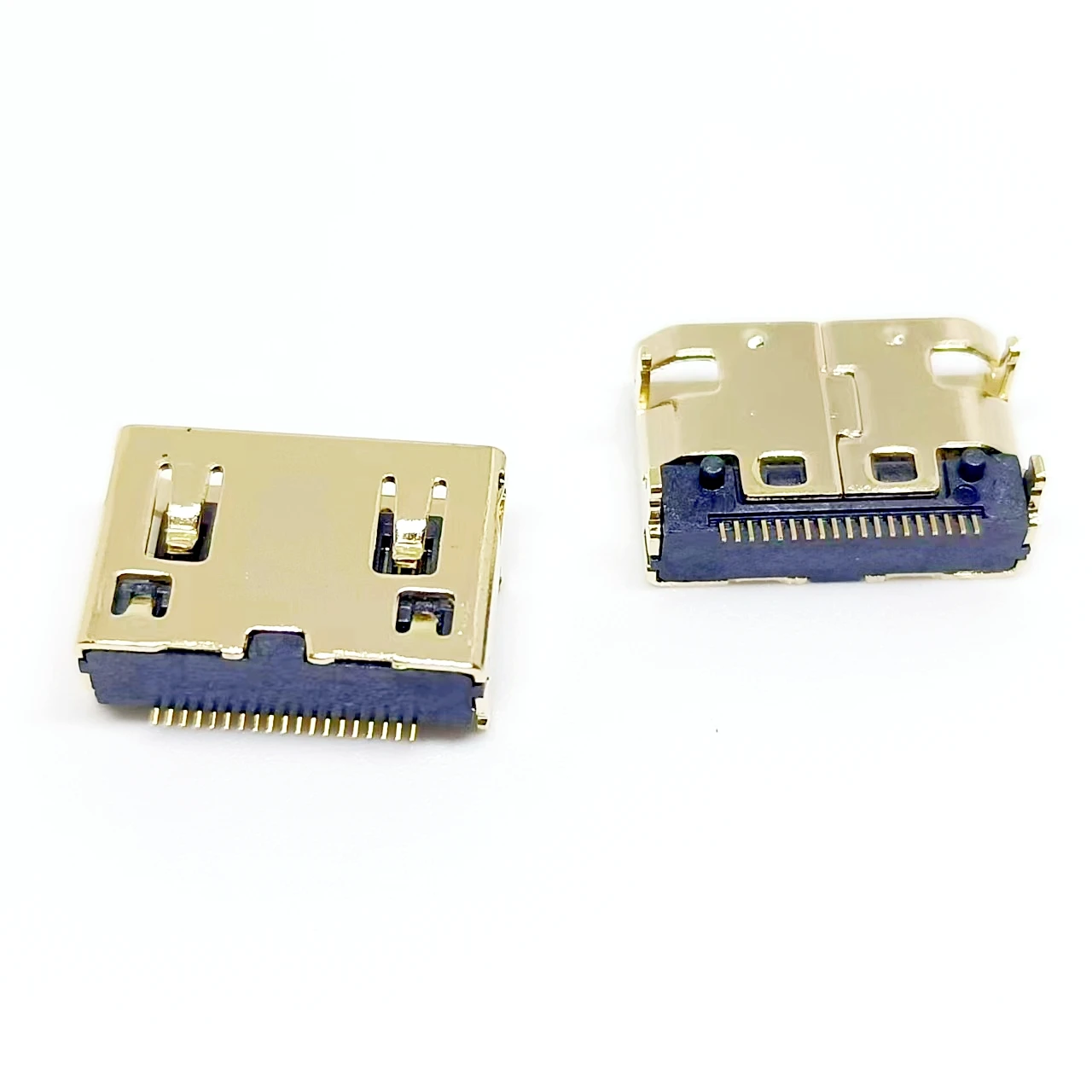 Mini HDMI Type C Female Connector 19Pin SMT Receptacle Gold Plated Low Profile/Surface Mount Single Row with Mounting Pegs