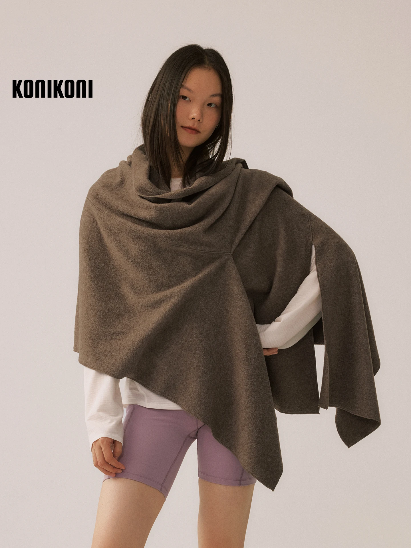 Koi Ladies Double-Sided Fleece Long Scarf Soft Skin-Friendly Warm Neck Warmer Shoulder Wrap Two-In-One Autumn Winter Commute