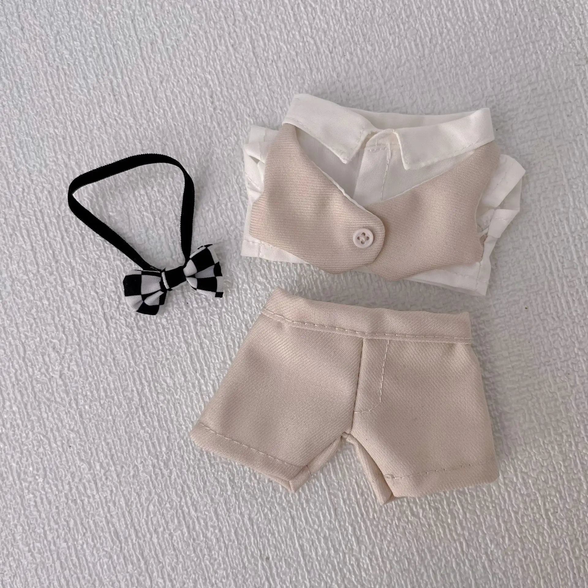 ลาบูบูชุดสูทสไตล์เจ้าบ่าวสำหรับตุ๊กตาเจน 1-3 15/17 ซม.เสื้อกั๊กหรูหราเสื้อกางเกงขาสั้นโบว์ไทชุด