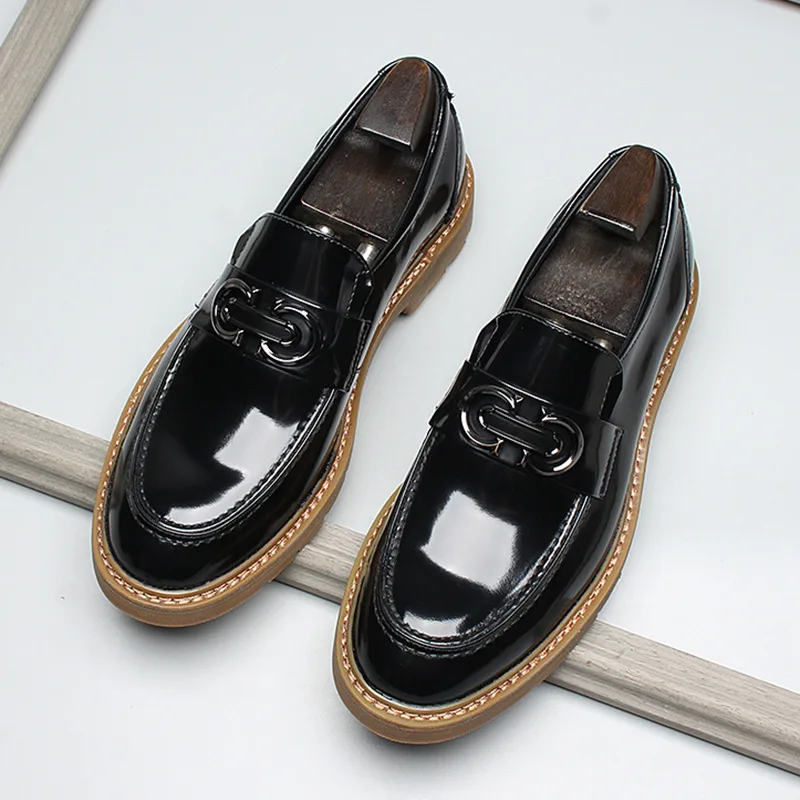 

New Trend Men's Leather Shoes with Wear-Resistant Cow Tendon Soles, Penny Loafers, Fashionable and Casual Men's Leather Shoes