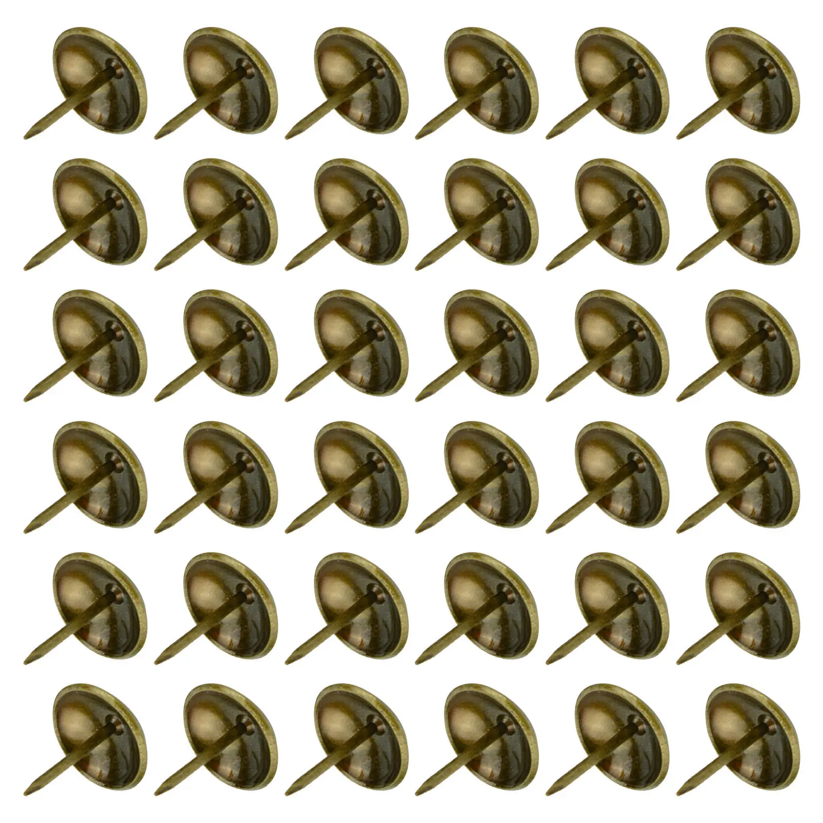 100Pcs 10x15mm Vintage Brass Tack Round Nail Smooth Firm Iron Head Decorative Furniture Nail for Upholstery Corkboard