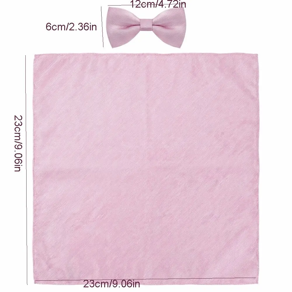 Luxuriöses Einfarbiges Fliegen-Set mit Kragen, Polyester-Einstecktuch-Set, Taschentuch, Vorgefertigte Fliege, Hochzeits-Accessoire-Set, Geschenk – Detail 1