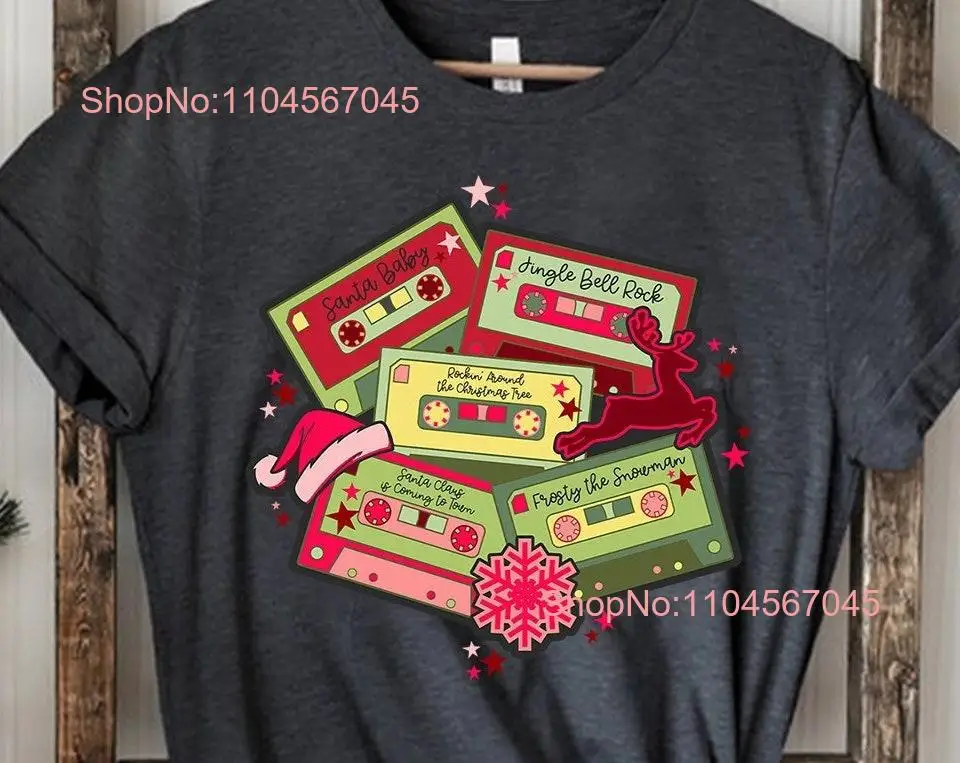 Christmas Music Cassette Tapes T Shirt Family Vintage Songs Party long or short sleeves