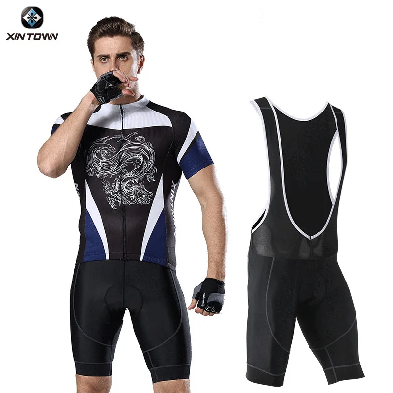 XINTOWN Summer strap cycling suit New bicycle Men's cycling tops and shorts sportswear Men's cycling clothing Bike jersey