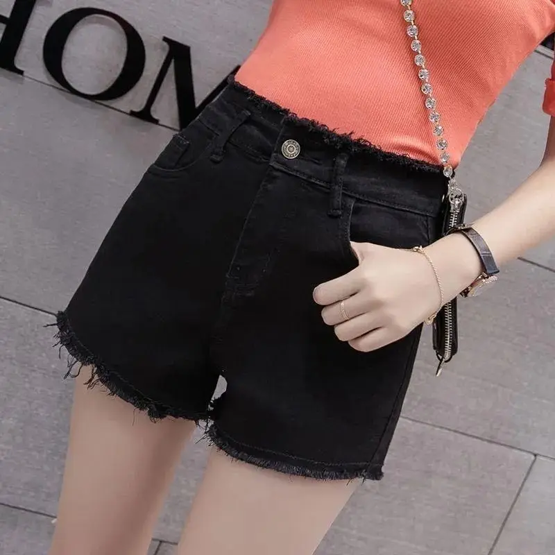 618 Women Clothing Fashion Casual Simplicity Elegant Loose Solid Color Shorts Jeans Buttons Zipper Versatile for Spring Shorts