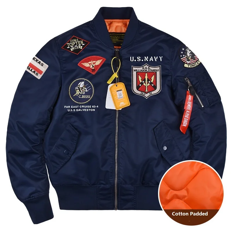

New Autumn and Winter Bomber Pilot Cotton Padded Jacket Men's Military Tactical Jacket Top Gun Casual Loose Baseball Coat