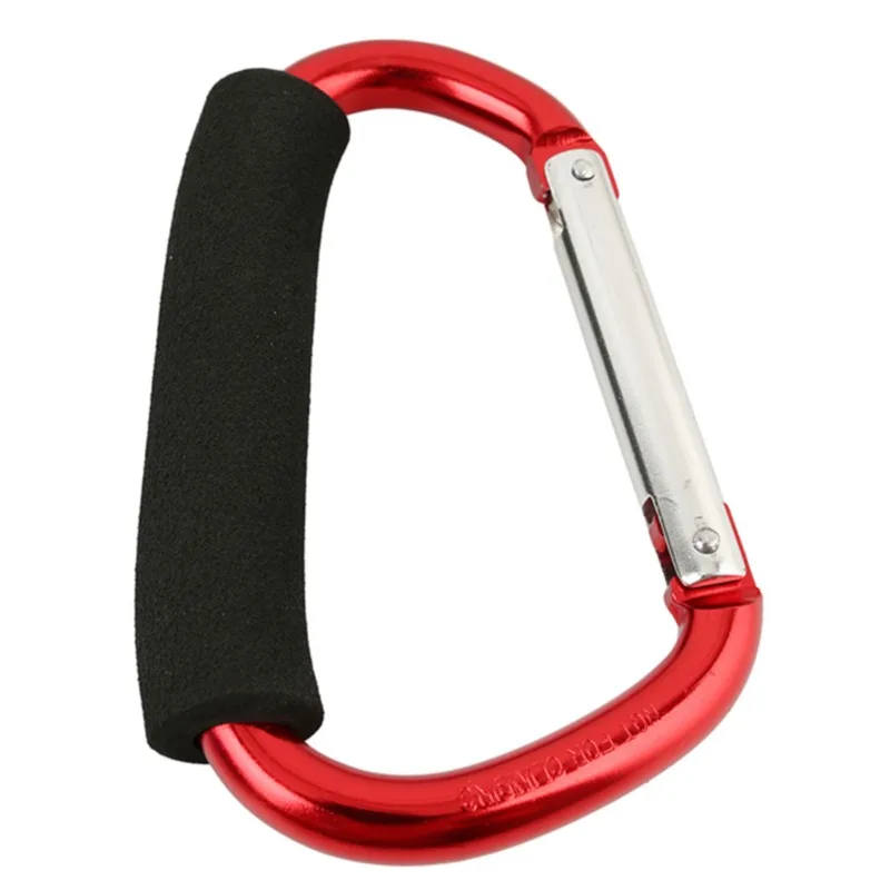 Großer Karabiner, Kinderwagen-Haken, Organizer, Aluminium, D-Ring, Federverschluss, Schlüsselanhänger-Clip, Tragegriff zum Aufhängen von Geldbörsen, Einkaufstaschen – Detail 17