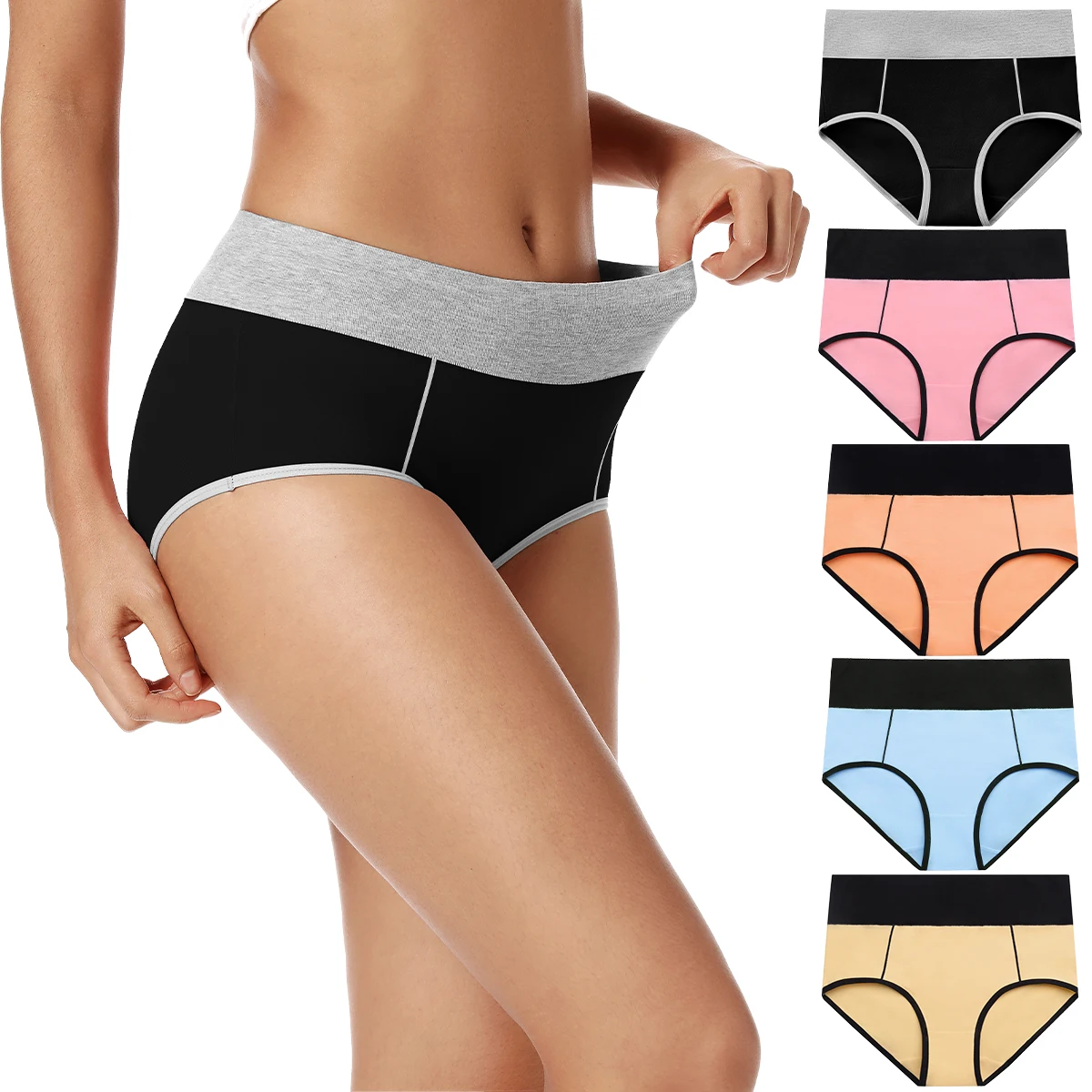 Seamless Cotton Maternity Underwear Set Soft Black Briefs Panties with Belly Control Elastic Waist for Women And Ladies