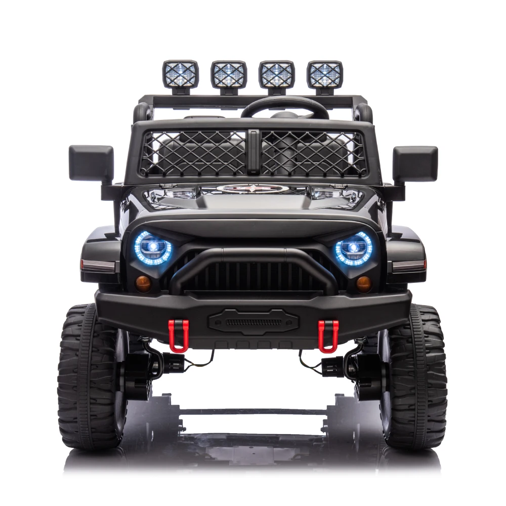 Black, 24V 2 Seats Electric Toy Car for Kids, 4WD Motor, with 2.4G Remote Control, Toy Gift