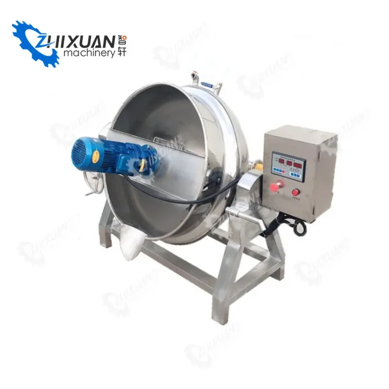 Double layer steam heating jacketed pot jacketed kettle with agitator