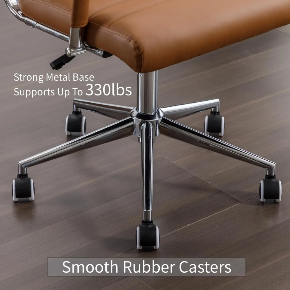 Sedia da ufficio in pelle, sedie per sala conferenze con ruote, computer esecutivo moderno con schienale alto, ergonomico, girevole, a costine