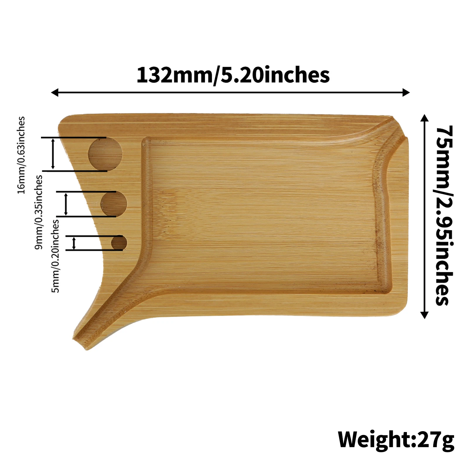 Bandeja rodante de bambú para cigarrillos, Mini superficie rodante de madera con 1 cono preenrollado y 1 cepillo de limpieza