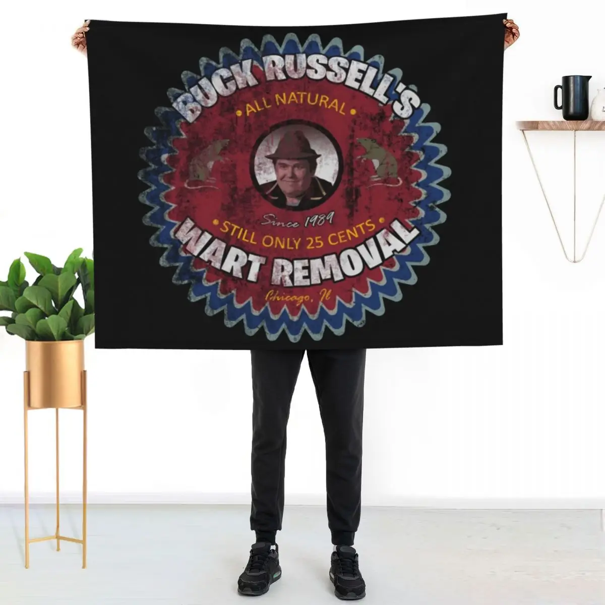 Buck Russell's Wart Removal from UNCLE BUCK, distressed shirt Throw Blanket Thins Sleeping Bag funny gift Camping Blankets