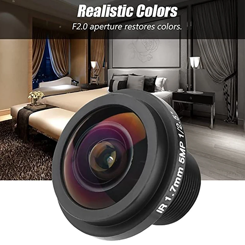 5MP Fisheye Panoramic Lens 1.7Mm F1:2.0 1/2.5 Security Surveillance Camera Lens 185° Wide Angle Lens